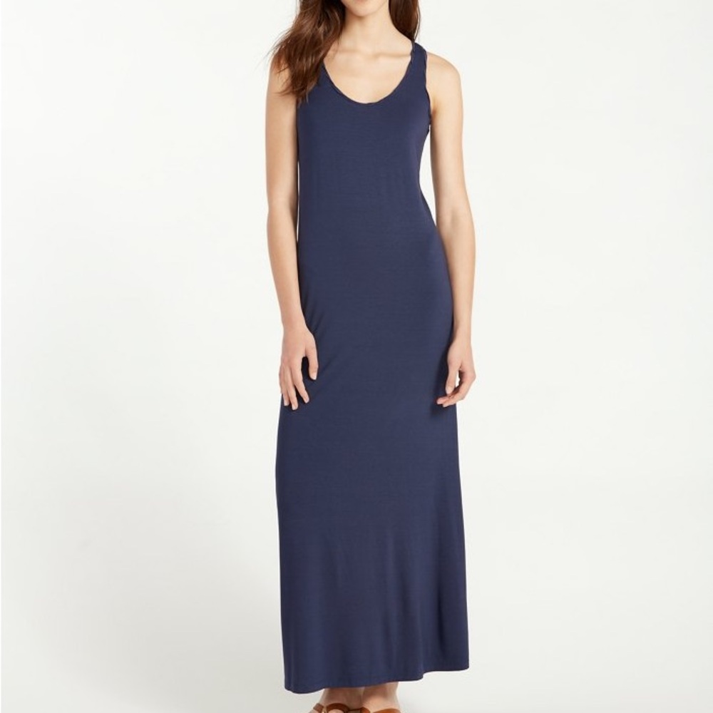NWT Tommy Bahama navy blue twisted silk trim maxi dress